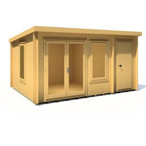 10 x 14 Log Cabin with Side Shed Shire Elm Log Cabin (19mm Logs)