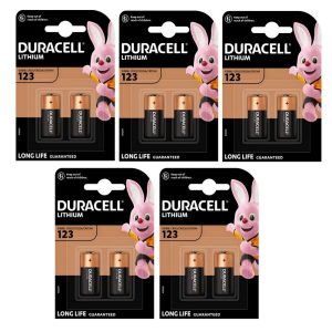10 x Duracell 123 DL123 CR123A DL123A 3V Long Life Lithium Batteries