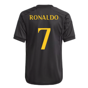 adidas 2023-2024 Real Madrid Third Shirt (Kids) (Ronaldo 7) - Black - male - Size: 13/14 Years - 32-34" - 86cm