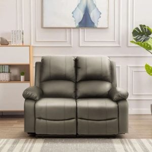 17 Stories 2 Seater Kyilaa Vegan Leather Reclining Sofa brown 106.0 H x 130.0 W x 95.0 D cm