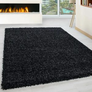 17 Stories Adavia Shaggy Anthracite Rug gray 140.0 W x 4.0 D cm
