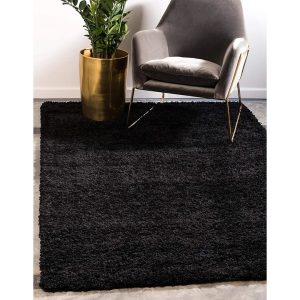 17 Stories Anniebell California Shaggy Black Rug black 200.0 W x 5.0 D cm