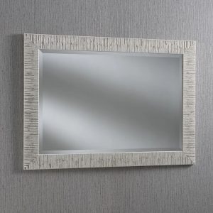 17 Stories Arizana Wood Framed Wall Mounted Accent Mirror in White brown 92.0 H x 118.0 W x 2.0 D cm