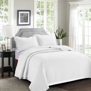 17 Stories Berdeja Bedspread Set with Two Pillow Case white 250 x 270 cm Bedspread - 2 Pillowcases
