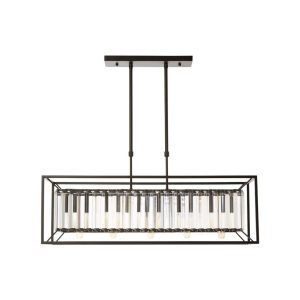 17 Stories Birkley 5 - Light Rectangle Linear Pendant black 25.0 H x 80.0 W x 25.0 D cm