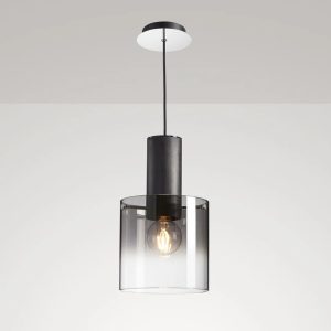 17 Stories Jedidja 1 - Light Single Cylinder Pendant black 180.0 H x 20.0 W x 20.0 D cm