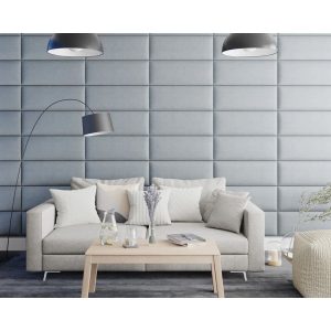 17 Stories Karalina 30 cm x 75 cm Peel and Stick Upholstered Wall Paneling in Sky 75.0 H x 30.0 W cm