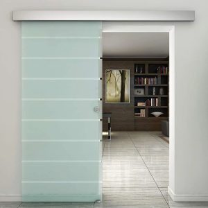 17 Stories Landyn Glass Sliding Door 2050.0 H x 900.0 W cm