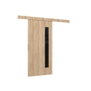 17 Stories Lence Sliding Door Prefinished brown 205.0 H x 96.0 W x 16.0 D cm