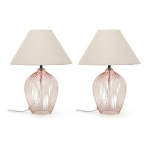 17 Stories Matheu 57cm Pink Table Lamp Set white 36.0 H x 28.5 W x 57.0 D cm