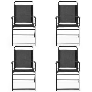 17 Stories Nieko Folding Patio Dining Armchair black 94.0 H x 67.0 W x 58.0 D cm