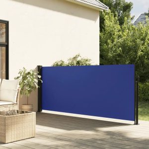 17 Stories Polyester Cover Retractable Side Awning blue 140.0 H x 300.0 W cm