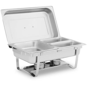 Chafing Dish - GN 1/2 - 2 x GN 1/4 - 9 L - 2 Fuel container - 295 x 235 x 60 / 240 x 135 x 65 mm - Royal Catering RCCD_RT19_9L