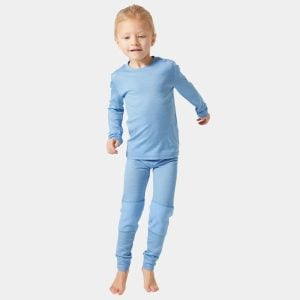 Helly Hansen Kids' Merino Wool Base Layer Set Blue 122/7 - Bright Blue - Unisex