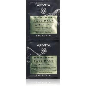 Apivita Express Beauty Cleansing Face Mask Green Clay cleansing and smoothing green clay face mask 2 x 8 ml