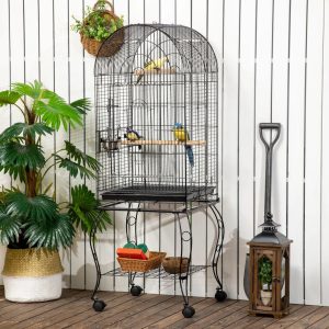 Archie & Oscar Gonzalo Large Metal Station Stand Bird Cage with Castors brown 137.0 H x 51.0 W x 51.0 D cm