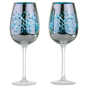 Artland Filigree Wine Glasses Blue Set of 2