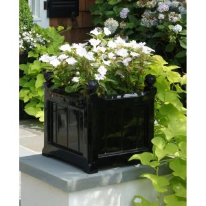 Astoria Grand Pendle Fibreglass Planter Box Black 38cm H x 48cm W x 48cm D