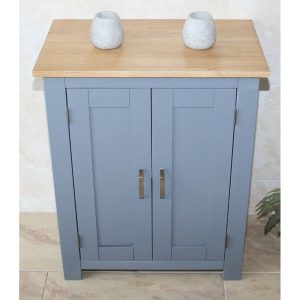August Grove Hailie 65Cm W x 85Cm H x 38Cm D Solid Wood Free Standing Bathroom Cabinet blue 85.0 H x 65.0 W x 38.0 D cm