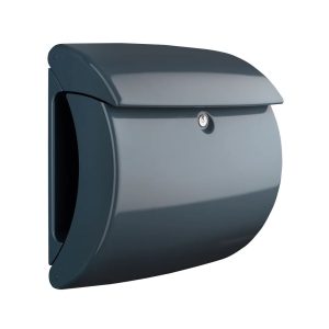 BURG-WÄCHTER Piano High Quality Lacquer Finish Wall Mounted Lockable Weatherproof Post Box & Intergrated Newspaper Holder gray 40.0 H x 38.0 W x 17.8 D cm