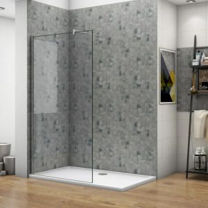 Belfry Bathroom Gael 1850mm H Walk In Screen with Glass gray 185.0 H x 120.0 W x 0.8 D cm