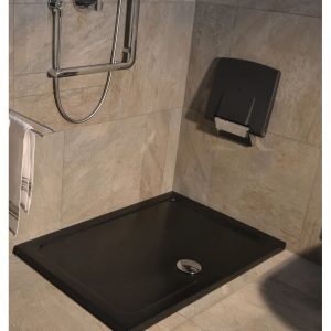 Belfry Bathroom Slimline 35Mm 900X800 Rectangle Black Gloss Stone Shower Tray Black Matt 3.5cm H x 120cm W x 80cm D