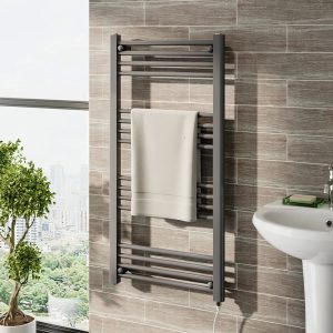 Belfry Heating Gagne Straight Towel Rail Heated Towel Rails gray 100.0 H x 50.0 W x 3.0 D cm