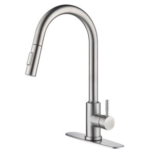 Belfry Kitchen Nickel Silver Stainless Steel Pull Down Touch Single Lever Monobloc Tap 42.0 H x 25.0 W x 27.0 D cm
