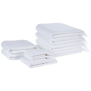 Beliani Set Of 9 Cotton Terry Towels Mint gray 70.0 W cm