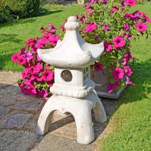 Bloomsbury Market Beaufain PAGODA LANTERN Large 63cm Weathered Light Stone Effect gray 63.0 H x 32.0 W x 32.0 D cm