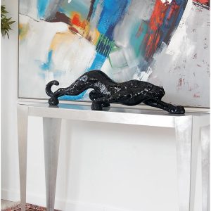 Bloomsbury Market Panther Glass Carisa Statue black 24.0 H x 106.0 W x 28.0 D cm