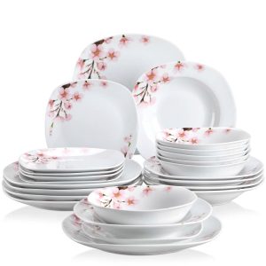 Blue Elephant Annic 24 Piece Dinnerware Set, Service for 6 white