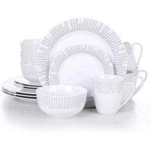Blue Elephant Chontel 16 Piece Dinnerware Set, Service for 4 white