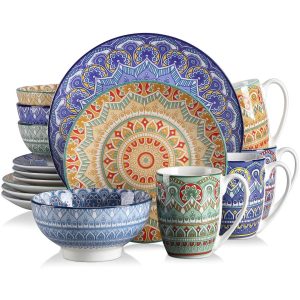 Blue Elephant Mandalc 16 Piece Dinnerware Set, Service for 4
