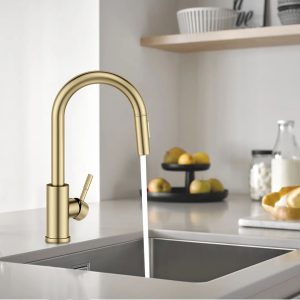 Blue Elephant Pull Down Spray Single Lever Kitchen Tap yellow 42.5 H x 5.5 D cm