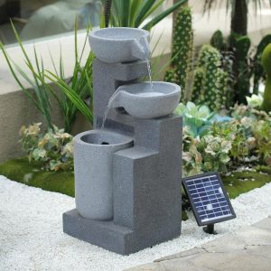Borough Wharf Mele Resin Solar Fountain with Light gray 72.0 H x 32.0 W x 29.0 D cm