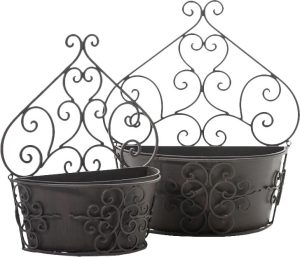 Brambly Cottage 2 Piece Metal Wall Planter Set 44.0 H x 50.0 W x 18.0 D cm