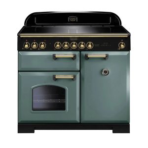 Rangemaster Classic Deluxe 100 Induction Range Cooker - Mineral Green/Brass