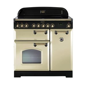 Rangemaster Classic Deluxe 90 Induction Range Cooker - Cream/Brass
