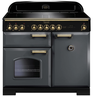 Rangemaster CDL100EISL/B Classic Deluxe 100cm Electric Induction Range Cooker-Slate/Brass