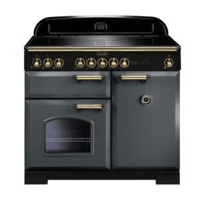 Rangemaster Classic Deluxe 100 Induction Range Cooker - Slate/Brass