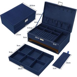 Brayden Studio Radabaugh Jewellery Box + blue 10.5 H x 27.0 W x 18.5 D cm