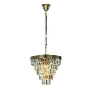 Canora Grey Alax Mid-Century Modern Antique Gold Crystal Chandelier for Dining room yellow 50cm H x 41cm W x 41cm D