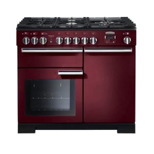 Rangemaster Professional Deluxe 100 Dual Fuel Range Cooker - Cranberry/Chrome