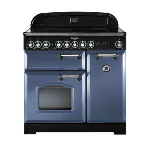 Rangemaster Classic Deluxe 90 Ceramic Range Cooker - Stone Blue/Chrome