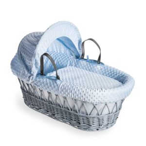 Clair De Lune Dimple Wicker Moses Basket blue 54.0 H x 25.0 W x 86.0 D cm