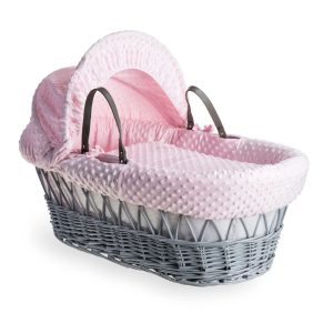 Clair De Lune Dimple Wicker Moses Basket pink 54.0 H x 25.0 W x 86.0 D cm