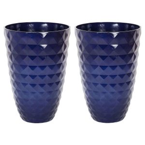 Corrigan Studio Set Of 2 Plant Pots 42 Cm Navy Blue Harshal black 50.0 H x 35.0 W x 35.0 D cm