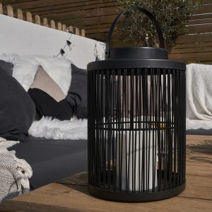 Dakota Fields Ailyah Black 24Cm H Battery Powered Integrated LED Outdoor Lantern black 22.0 H x 16.0 W x 16.0 D cm