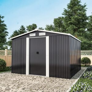 Dakota Fields Ajnag 8ft. W x 8ft. D Metal Tool Shed gray 452.12 H x 259.0 W x 257.0 D cm